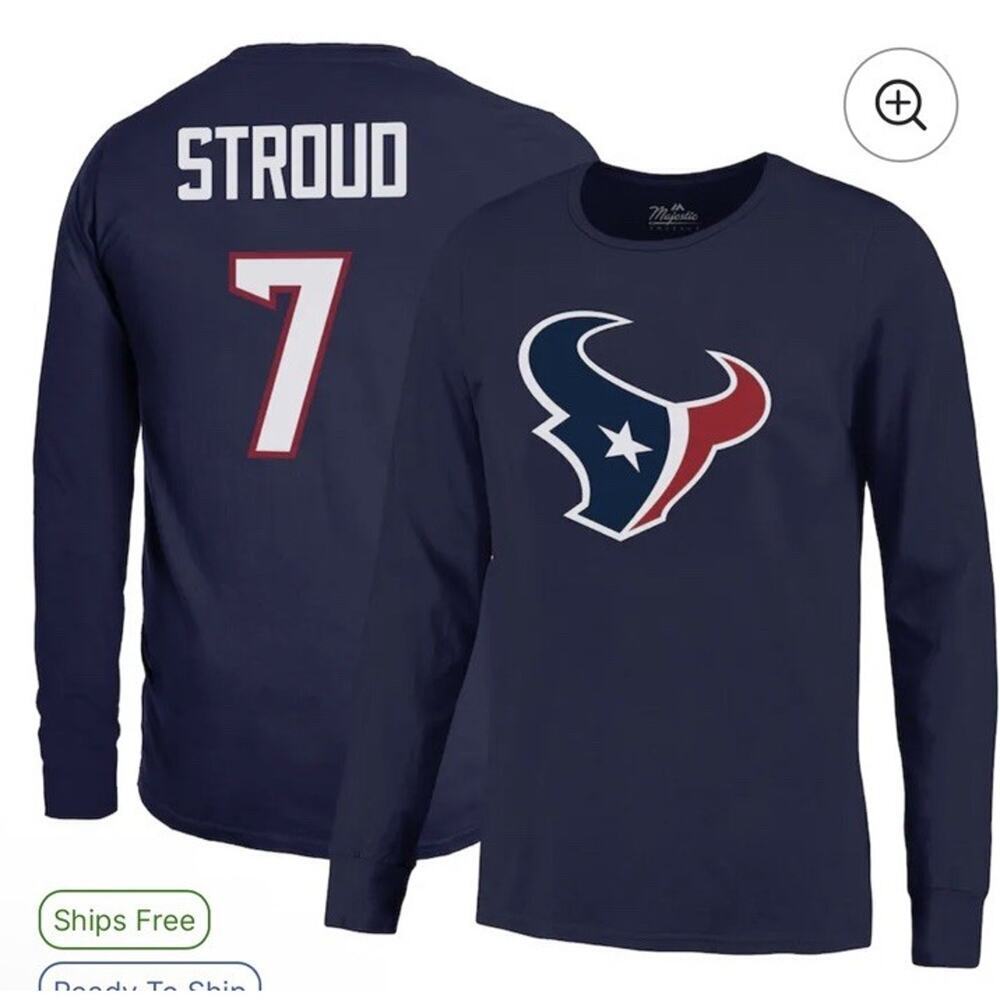 Houston Texans NFL Men's Majestic Long Sleeve C.J. Stroud #7 Blue XL NWT $50